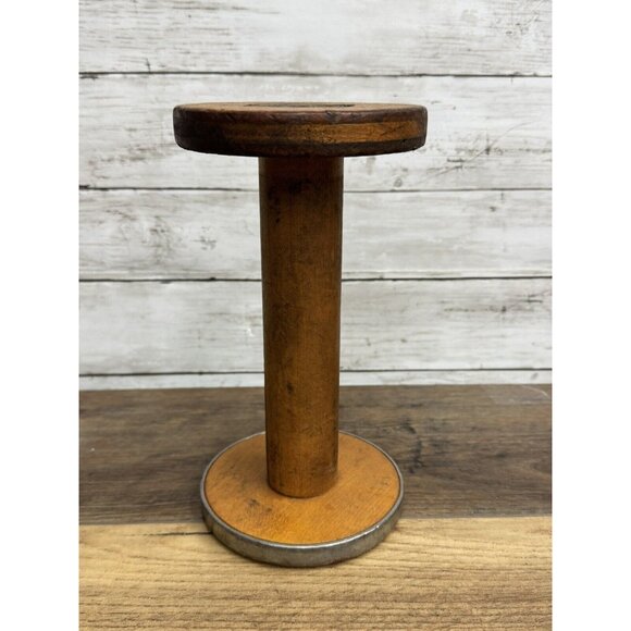 Antique wood and metal textile Spool Large - Picture 5 of 5